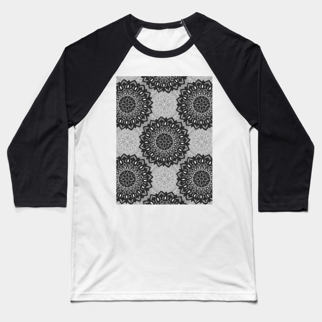 Flower Mandala - Grey Baseball T-Shirt by MitaDreamDesign